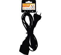 Garza - Cable alargador de corriente doméstico de 2 metros, negro, con toma de tierra hasta 10 Amperios (2300W)