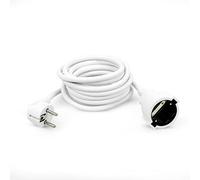 Garza - Cable alargador de corriente doméstico de 3 metros, blanco, con toma de tierra hasta 16 Amperios (3680W)