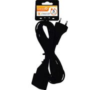 Garza - Cable alargador de corriente doméstico de 5 metros, negro, con toma de tierra hasta 10 Amperios (2300W)