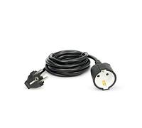 Garza - Cable alargador de corriente doméstico de 5 metros, negro, con toma de tierra hasta 16 Amperios (3680W)
