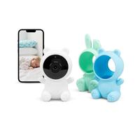 Garza - Cámara vigilancia bebe1080p HD con Sensor de Temperatura, Visión Nocturna, Detección de llantos, Nanas, Ruido Blanco y WiFi 2.4 GHz. (3 Fundas + Soporte)