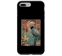 Garza con Puesta de Sol y Floral Art Nouveau Grúa Bird Carcasa para iPhone 7 Plus/8 Plus