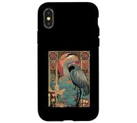 Garza con Puesta de Sol y Floral Art Nouveau Grúa Bird Carcasa para iPhone X/XS