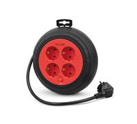 Garza Power - Enrollacables de 3 Metros con 4 Tomas, color Rojo Y Negro