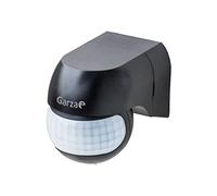 Garza - Mini Detector de movimimiento por infrarrojos para interior y exterior, protección IP44, tiempo y luminosidad regulables, ángulo detección 180º, negro