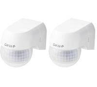 Garza - Mini Detector de movimimiento por Infrarrojos para Interior y Exterior, protección IP44, Tiempo y luminosidad Regulables, ángulo detección 180º, Blanco (Paquete de 2)