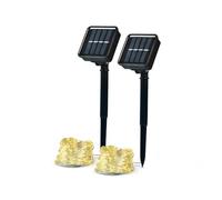 Garza - Pack 1+1 Guirnaldas Solares de 12M. Luz Cálida 2700K, 8 Modos de Iluminación, Carga Solar, IP44 Resistente al Clima, Ideal para Jardines, Terrazas y Eventos