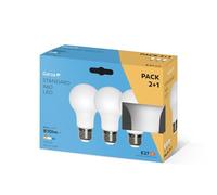 Garza - Pack 2+1 Bombillas Led Estándar, Casquillo E27, Luz Cálida 3000K, 7W, 810 Lúmenes, A60. No Regulable