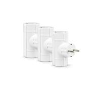 Garza - Pack 3 Adaptador de Enchufe Doble Lateral con Toma de Tierra, 2 Tomas Schuko, Forma T, Protección Infantil, Formato Retráctil, Blanco