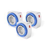 Garza - Pack 3 Temporizadores analógicos Mini de Interior, Conmutación Cada 15 Minutos, Protección Infantil, Blanco y Azul (Pack 3)