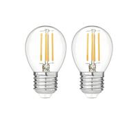 Garza - Pack de 2 Bombillas de Filamento LED Esférica G45, 4W (equivalente a 40W de incandescencia), Luz cálida 2700K, Casquillo grueso E27, 470 lm