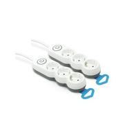 Garza Power - Pack de 2 regletas de 3 enchufes | con Interruptor | Enchufe Plano | Ladrón múltiple 1.4 Metros | Protección Infantil | Color Blanco | Gama Design