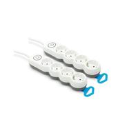 Garza Power - Pack de 2 regletas de 4 enchufes | con Interruptor | Enchufe Plano | Ladrón múltiple 1.4 Metros | Protección Infantil | Color Blanco | Gama Design