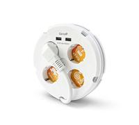 Garza Power - Regleta Circular con 4 enchufes + 2 USB | Ladrón múltiple 1.5 Metros | con Interruptor y guardacable | Cable H05W-F 3G | Color Blanco