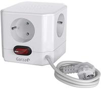 Garza Power - Regleta Cubo con 4 enchufes | con Interruptor | Ladrón múltiple 1.4m | Cable H05W-F 3G | Color Blanco