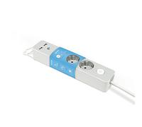 Garza Power - Regleta de 3 enchufes + 2 USBs | con Interruptor | Enchufe Plano | Ladrón múltiple 1.4 Metros | Protección Infantil | Color Gris | Gama Design