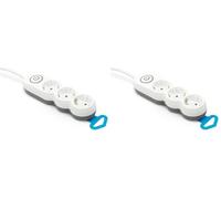 Garza Power - Regleta de 3 enchufes | con Interruptor | Enchufe Plano | Ladrón múltiple 1.4 Metros | Protección Infantil | Color Blanco | Gama Design (Paquete de 2)
