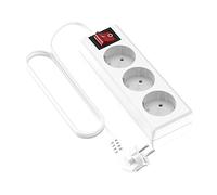 Garza Power - Regleta de 3 enchufes con Interruptor y Toma de Tierra | Ladrón múltiple de 3 Metros | hasta 3680W | Protección Infantil |Cable H05W-F 3G | Color Blanco