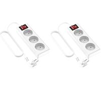 Garza Power - Regleta de 3 enchufes con Interruptor y Toma de Tierra | Ladrón múltiple de 3 Metros | hasta 3680W | Protección Infantil |Cable H05W-F 3G | Color Blanco (Paquete de 2)