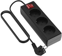 Garza Power - Regleta de 3 enchufes con Interruptor y Toma de Tierra | Ladrón múltiple de 5 Metros | hasta 3680W | Protección Infantil |Cable H05W-F 3G | Color Negro
