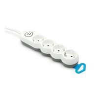 Garza Power - Regleta de 4 enchufes | con Interruptor | Enchufe Plano | Ladrón múltiple 1.4 Metros | Protección Infantil | Color Blanco | Gama Design