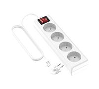 Garza Power - Regleta de 4 enchufes con Interruptor y Toma de Tierra | Ladrón múltiple de 1.4 Metros | hasta 3680W | Protección Infantil |Cable H05W-F 3G | Color Blanco