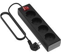 Garza Power - Regleta de 4 enchufes con Interruptor y Toma de Tierra | Ladrón múltiple de 1.4 Metros | hasta 3680W | Protección Infantil |Cable H05W-F 3G | Color Negro