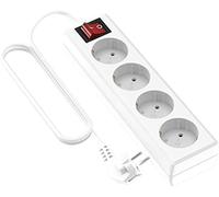 Garza Power - Regleta de 4 enchufes con Interruptor y Toma de Tierra | Ladrón múltiple de 5 Metros | hasta 3680W | Protección Infantil |Cable H05W-F 3G | Color Blanco