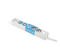 Garza Power - Regleta de 5 enchufes + 2 USBs | con Interruptor | Enchufe Plano | Ladrón múltiple 1.4 Metros | Protección Infantil | Color Gris | Gama Design