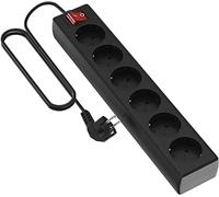 Garza Power - Regleta de 6 enchufes con Interruptor y Toma de Tierra | Ladrón múltiple de 1.4 Metros | hasta 3680W | Protección Infantil |Cable H05W-F 3G | Color Negro