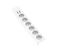 Garza Power - Regleta de 6 enchufes sin Interruptor con 2 USB| Ladrón múltiple 1.5 Metros, hasta 3680W, Protección Infantil, Cable H05W-F 3G, Color Blanco