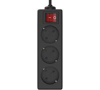 Garza Power - Regleta de 3 enchufes con Interruptor y Toma de Tierra | Ladrón múltiple de 3 Metros | hasta 3680W | Protección Infantil |Cable H05W-F 3G | Color Negro