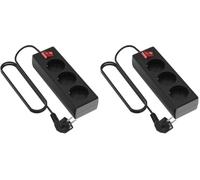 Garza - Regleta de 3 enchufes con Interruptor y Toma de Tierra | Ladrón múltiple de 3 Metros | hasta 3680W | Protección Infantil |Cable H05W-F 3G | Color Negro (Paquete de 2)