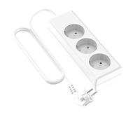 Garza - Regleta de 3 enchufes Sin interruptor y con toma de tierra, Ladrón múltiple de 1.4 metros, Hasta 3680W, Protección infantil, Cable H05W-F 3G, Color blanco