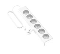 Garza Power - Regleta de 6 enchufes sin Interruptor y con Toma de Tierra | Ladrón múltiple de 1.4 Metros | hasta 3680W | Protección Infantil |Cable H05W-F 3G | Color Blanco