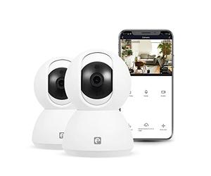 Garza Smart - Pack 2 Cámaras IP Wifi 360º Vigilancia Interior Inteligente, alta resolución 1080p HD, Sensor de movimiento, Visión nocturna, Audio bidireccional. Wifi 2.4 GHz. Control remoto por app