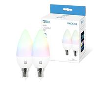 Garza Smarthome - Pack 2 Bombilla LED Inteligente Wifi Vela C37 E14 5W (40W de Equivalencia) RGB+CCT, Intensidad regulable, Programable, Control por Voz y App (Alexa/Google Home), Wifi 2,4 GHz