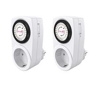 Garza - Temporizador analógico para interiores, juego de 2, enchufe programable, temporizador diario (24 h), máximo 3680 W, 16 a/ 230 V/50 Hz, blanco