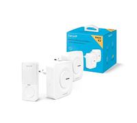 Garza - Timbre Inalámbrico Kinético para puerta, 1 pulsador + 2 receptores, Gran alcance 200 m, 64 melodías, IP56, Con indicador LED, Modo silencioso, 4 intensidades de sonido, Función memoria, Blanco