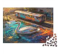 Garza Tren Graffiti Acuarela Puzzle de 1000 Piezas Papel para Adultos Estilo Arte Urbano Juego de Puzzle 1000 Piezas Relajación Foco Hogar Regalo 38x26cm/1000pcs