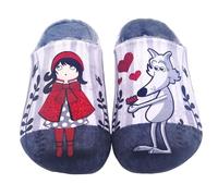 Garzón 15357 Zapatilla de casa gris, plantilla extraible, suela de goma con lema caperucita y el lobo enamorado (Gris, Sistema tallas calzado EU, Adulto, Mujer, Números, mediano, 39)
