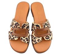 GARZON - Sandalias Planas destalonadas Animal Print 239825 Sintético Mujer Color: Leopardo-Cuero Talla: 38