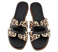 GARZON - Sandalias Planas destalonadas Animal Print 260211 Sintético Mujer Color: Leopardo-Negro Talla: 40