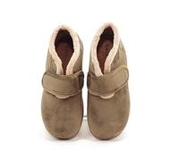 GARZÓN ZAPATILLA CASA VELCRO PELO ABOTINADA DE MUJER - 40, Marrón Claro