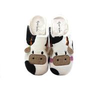 GARZON - Zapatilla de IR por casa,Chinela Destalonada,Pantufla,Dibujo de Vaca,cuña Interior para: Mujer Color: Arena Talla:40