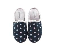 GARZON - Zapatilla de IR por casa, Chinela Destalonada, Pantufla Flores,cuña Interior para: Mujer Color: Marino Gris Talla:36