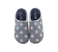 GARZON - Zapatilla de IR por casa, Chinela Destalonada, Pantufla Flores,cuña Interior,Tela,Lana para: Mujer Color: Indigo Talla:35