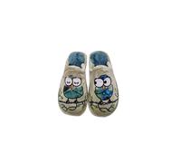 Garzón.Zapatillas Casa Mujer Invierno.Pantuflas de Terciopelo con Diseño de Buhos,Color gris y verde.Especial Parquet. (gris, Una talla, Sistema tallas calzado EU, Adulto, Mujer, Números, mediano, 36)