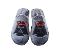 Garzon - Zapatillas Casa para Hombre - Dibujo máscara Dark Vader Guerra de las galaxias y Suela especial parquet antideslizante. Color: Gris Talla: 42
