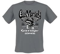 Gas Monkey Garage Custom Motors Skull Hombre Camiseta Gris 100% algodón Regular